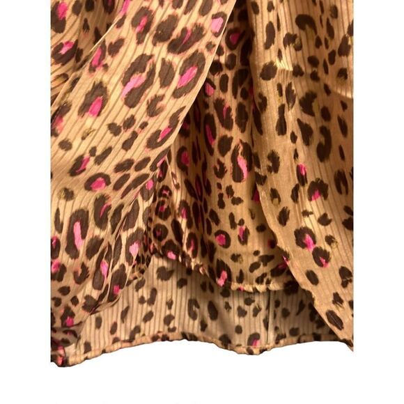 Express Small Leopard Print Draped Satin Mini Sheath Dress - Leopard print w/pin - Picture 8 of 16